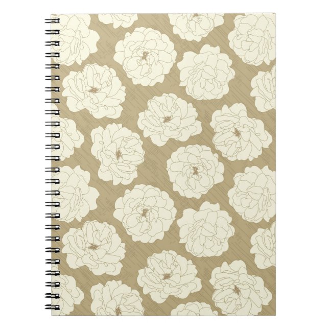 Cuaderno Rosas de crema en el beige dorado - patrón sin fis (Frente)