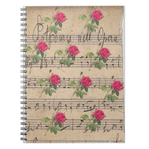 Cuaderno Rosas de época y hoja musical