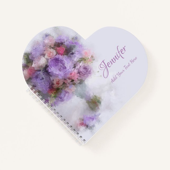 Cuaderno Rosas de flores elegante pintura de aceite plantil (Anverso)