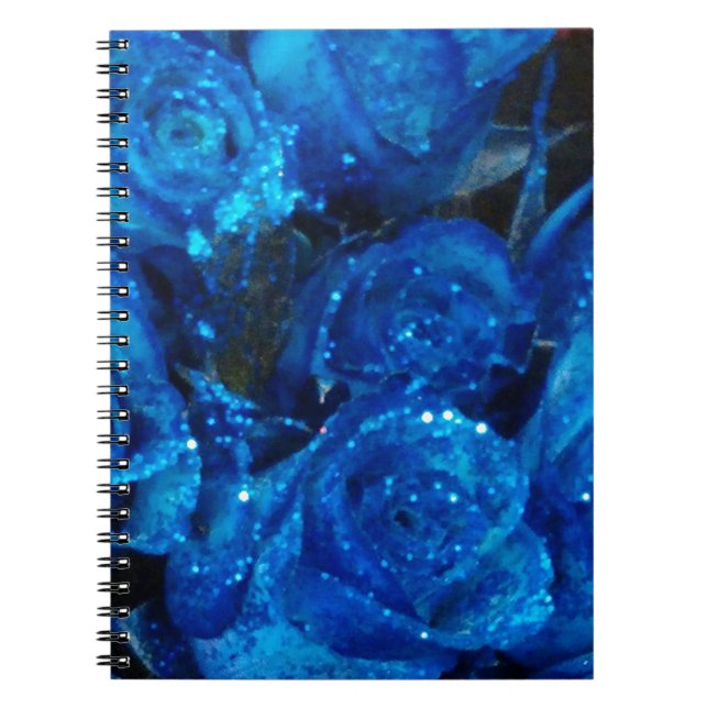 Cuaderno Rosas de glamour de Purpurina azul romántico (Frente)
