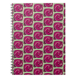 Cuaderno Rosas de la cosecha Patrón floral rosa y verde