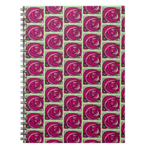 Cuaderno Rosas de la cosecha Patrón floral rosa y verde