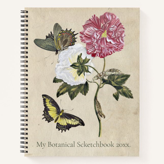 Cuaderno Rosas de la época mariposa arte botánico Maria Mer (Anverso)