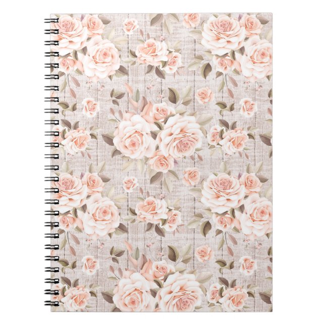 Cuaderno Rosas de madera y cosecha rusas Shabby Chic románt (Frente)
