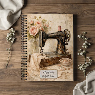 Cuaderno Rosas de Máquina de Coser Vintage