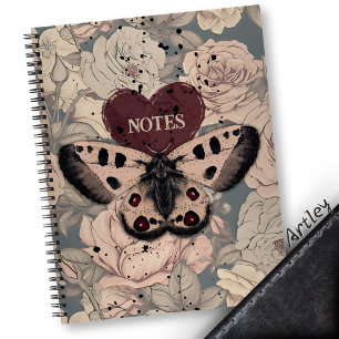 Cuaderno Rosas de mariposa floral gótica Gótico de mariposa