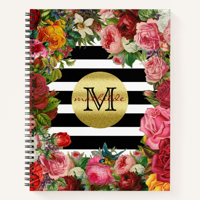 Cuaderno Rosas de moda de bandas monográficas Flores Purpur (Anverso)
