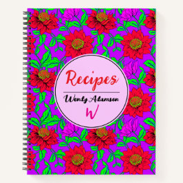 Cuaderno Rosas de Moda Roja bonito | Receta floral elegante