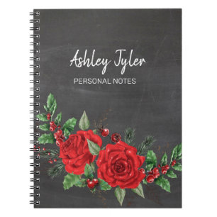 Cuaderno rosas de pizarra bayas de acebo personalizadas fem