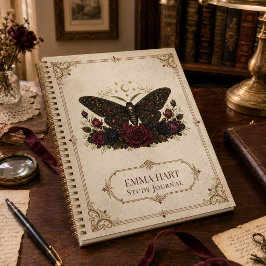 Cuaderno Rosas de Polilla Gótica Personalizadas Dark Academ
