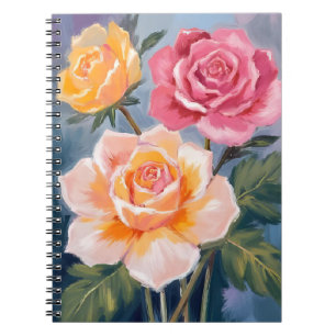 Cuaderno Rosas de Primavera Pintura de Acuarela Floral Fl