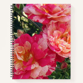 Cuaderno Rosas de rayas rosas y blancas: arte floral