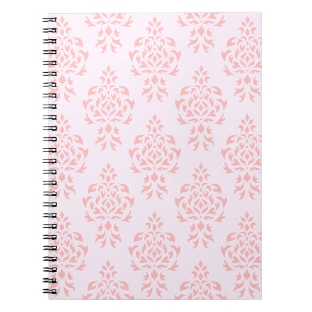 Cuaderno Rosas del modelo de la repetición del damasco del (Frente)