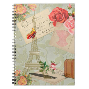 Cuaderno Rosas Eiffel Tower Vintage