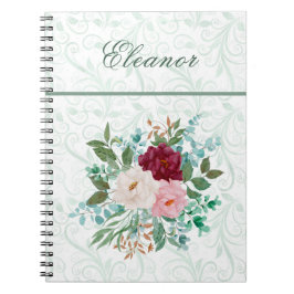 Cuaderno Rosas Elegantes & Menta Personalizadas