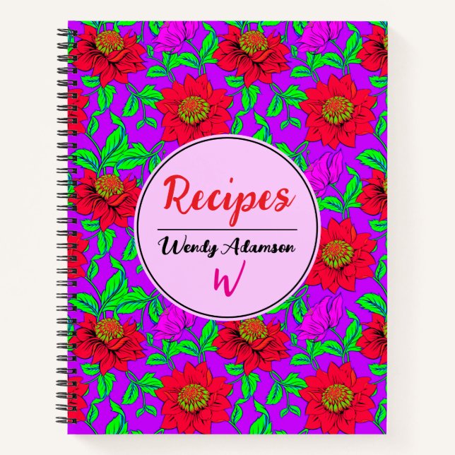 Cuaderno Rosas Elegantes Rojas Lindas | Receta Floral Elega (Anverso)