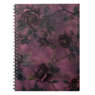 Cuaderno Rosas elegantes sobre un fondo violeta profundo.