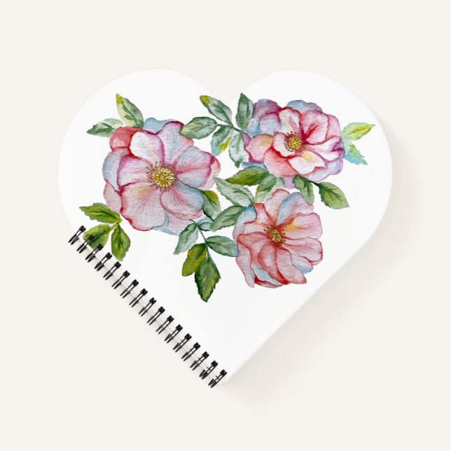 Cuaderno Rosas en acuarela realistas y hermosas. (Anverso)