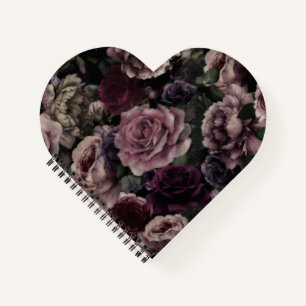 Cuaderno Rosas En Borgoña Y Botánica Rosa Vintage