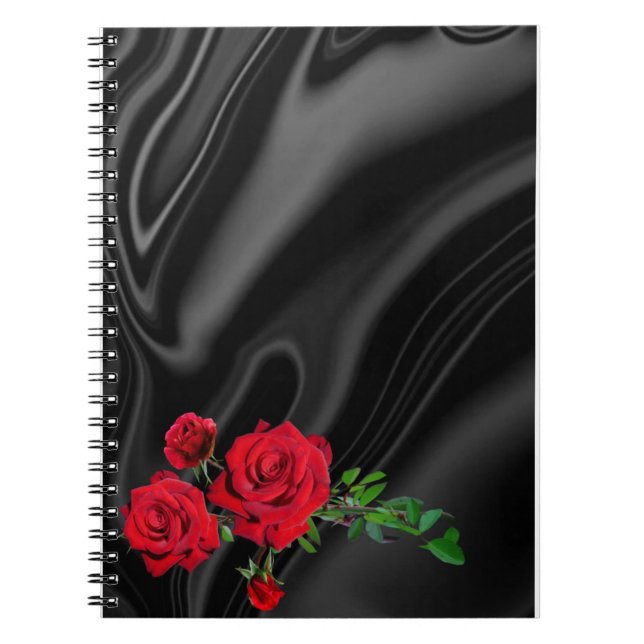 Cuaderno rosas en un paño negro (Frente)