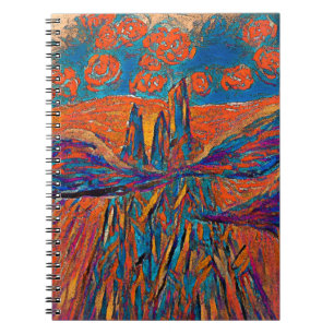 Cuaderno Rosas expresivos en el cielo y una montaña