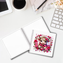 Cuaderno Rosas exuberantes Highland Cow Valentines