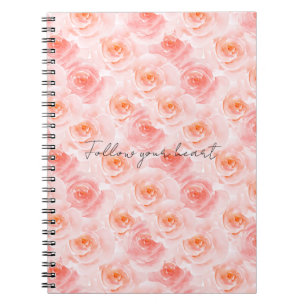 Cuaderno Rosas Florales Acuarela Rosa Desvanecido Precioso