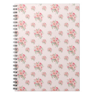 Cuaderno Rosas florales de acuarela color rosa Vintage 