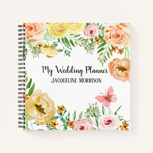 Cuaderno Rosas florales de acuarela moderna de Wedner Plann (Anverso)
