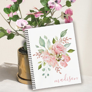 Cuaderno Rosas florales de bonito Nombre Diario/
