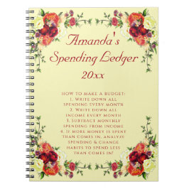 Cuaderno Rosas Florales Gastar en bloc de notas de presupue