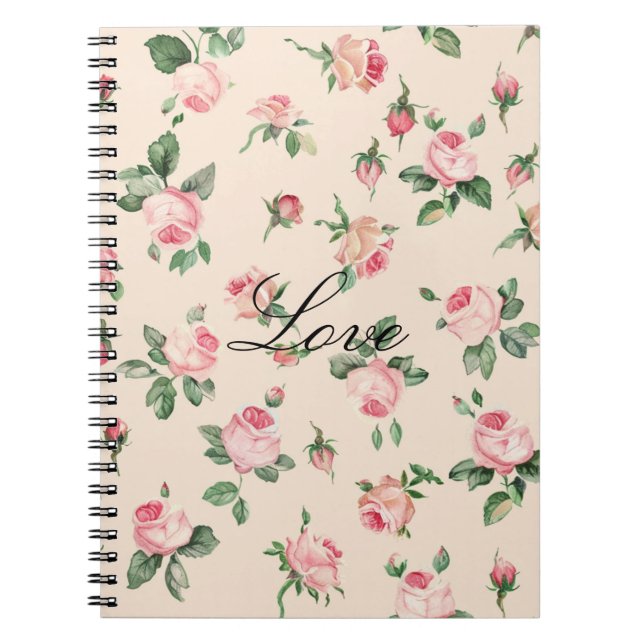 Cuaderno Rosas Florales Rosadas Lindas (Frente)