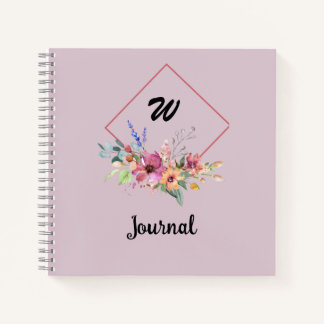 Cuaderno Rosas florales texto tipográfico de acuarela