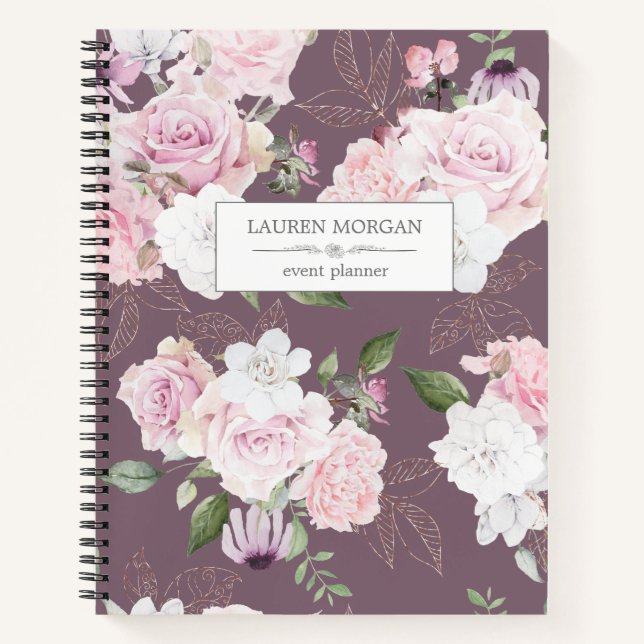 Cuaderno Rosas Garden Mauve | Portátil personalizado (Anverso)
