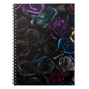 Cuaderno Rosas góticas oscuras patrón de textura de terciop