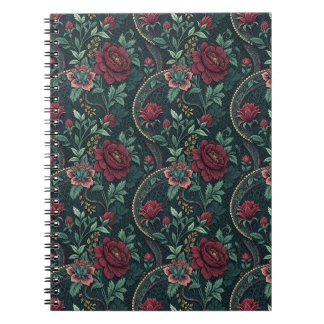 Cuaderno Rosas góticas románticas oscuras patrón de filigra
