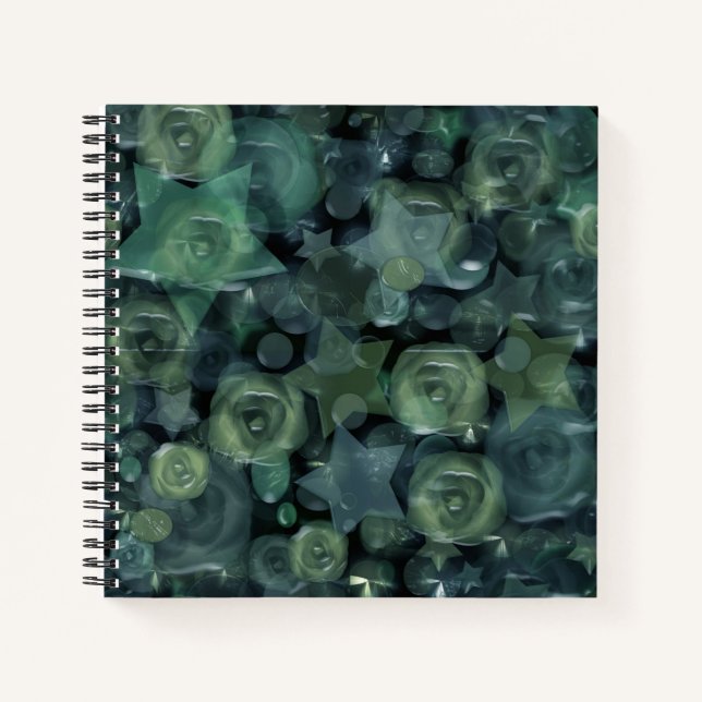 Cuaderno Rosas líquidos 3D de azulejos de vidrio y estrella (Anverso)
