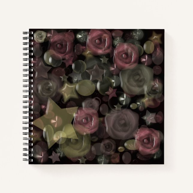 Cuaderno Rosas líquidos 3D de azulejos de vidrio y estrella (Anverso)