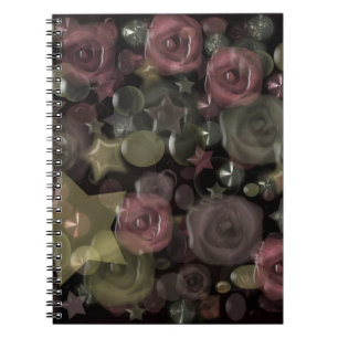 Cuaderno Rosas líquidos 3D de azulejos de vidrio y estrella