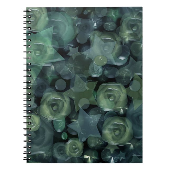 Cuaderno Rosas líquidos 3D de azulejos de vidrio y estrella (Frente)