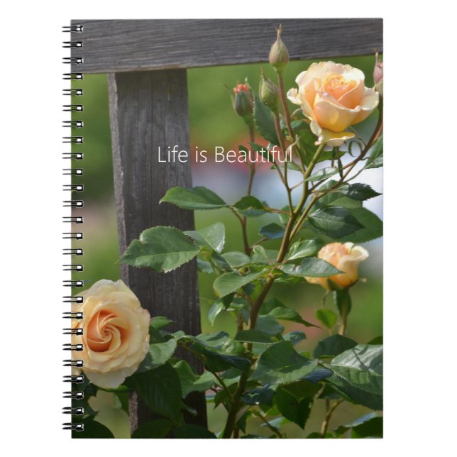 Cuaderno Rosas Melocotón Valla Floral (mi fotografía) (Frente)