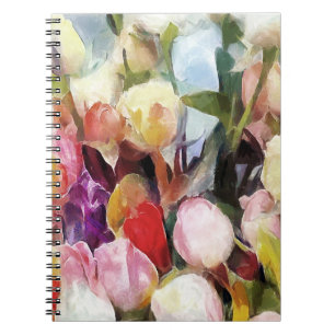 Cuaderno Rosas modernos Tulips Bouquet: Resumen de pintura