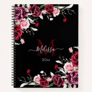 Cuaderno Rosas Monograma Acuarela Negro