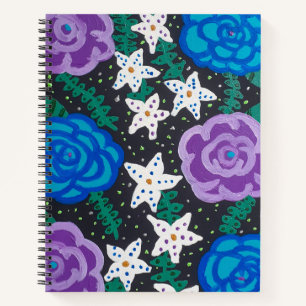 Cuaderno Rosas morados y azules 
