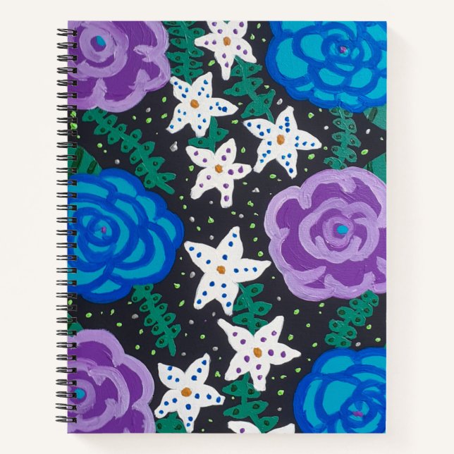 Cuaderno Rosas morados y azules  (Anverso)