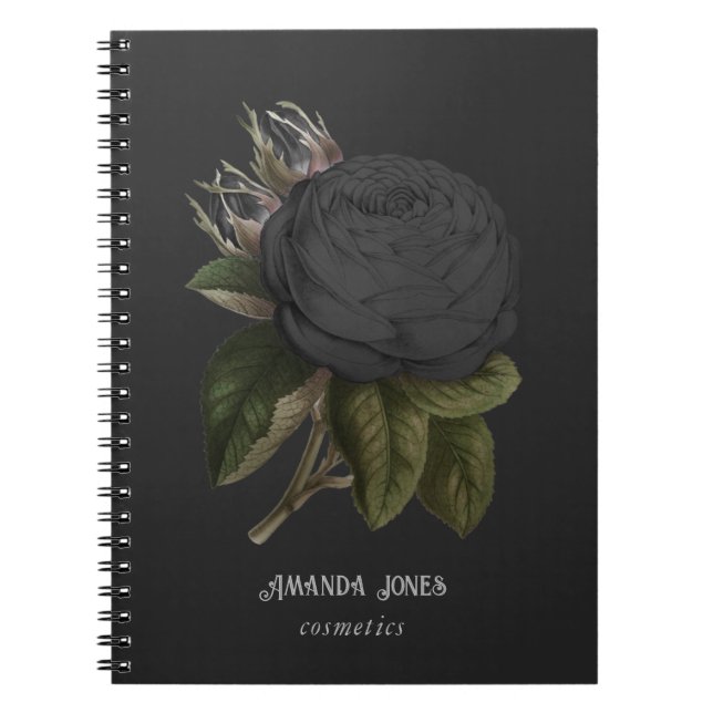 Cuaderno Rosas Negras Personalizadas Góticas Vintage (Frente)