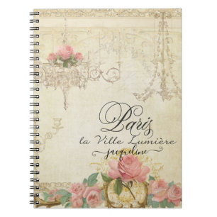 Cuaderno Rosas Paris Chandelier Elegant Script Nombre