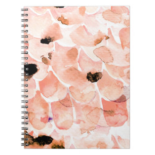 Cuaderno Rosas, peones y hojas, patrón de acuarela.