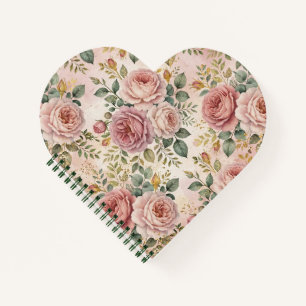 Cuaderno Rosas Polvo de Rosa Encanto Elegante Verde Salvia 
