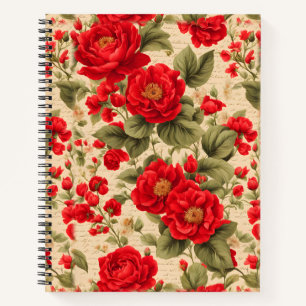 Cuaderno Rosas rojas brillantes y texto